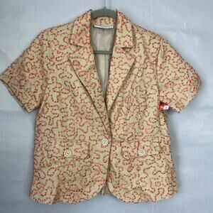 Simonton Says Blazer S Beige Embroidered SS Spring Lined Boho Career